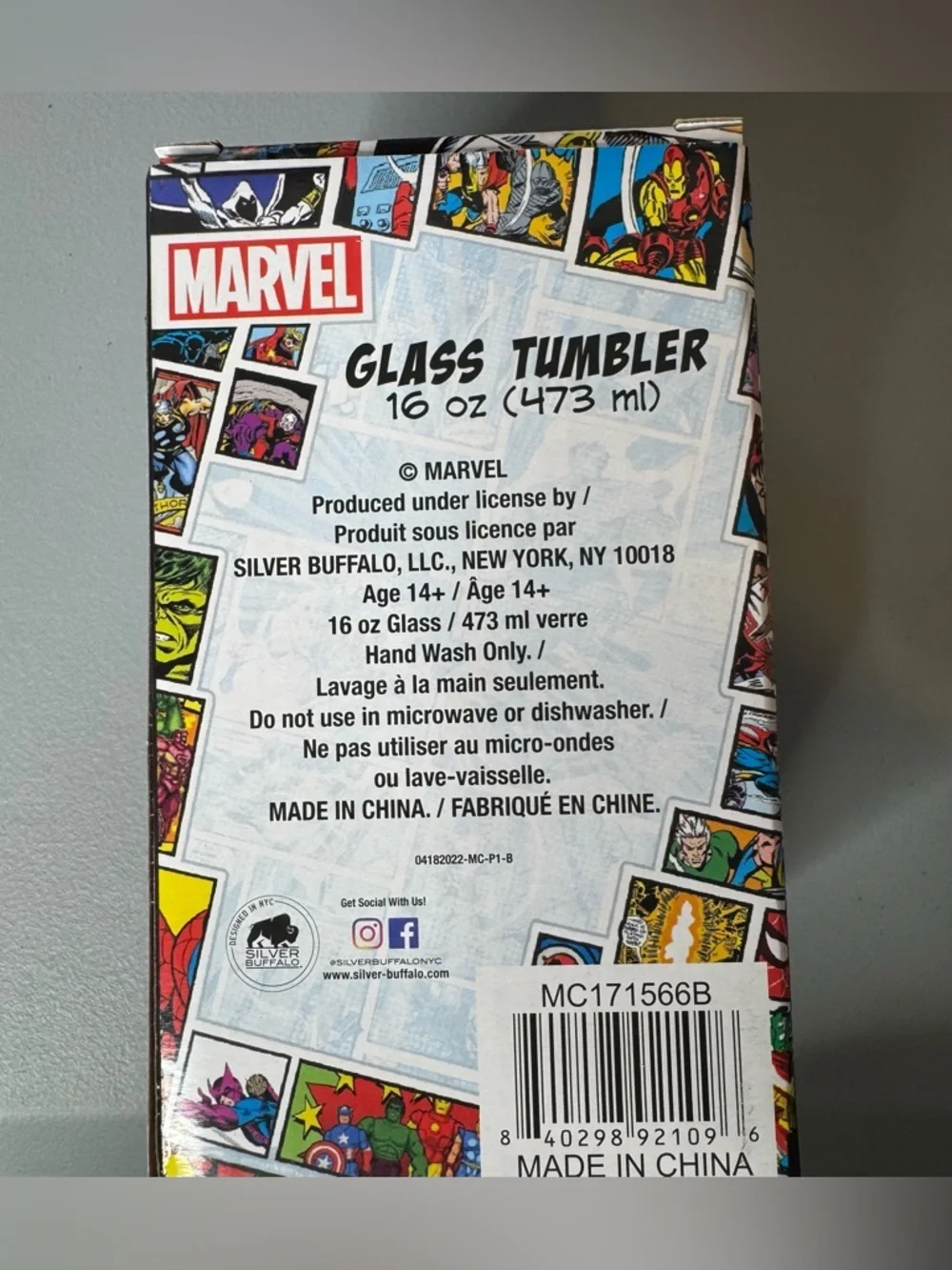 Marvel classic Comic Panel Glass Tumbler drinking cup Thor iron man hulk captain - Picture 3 of 3